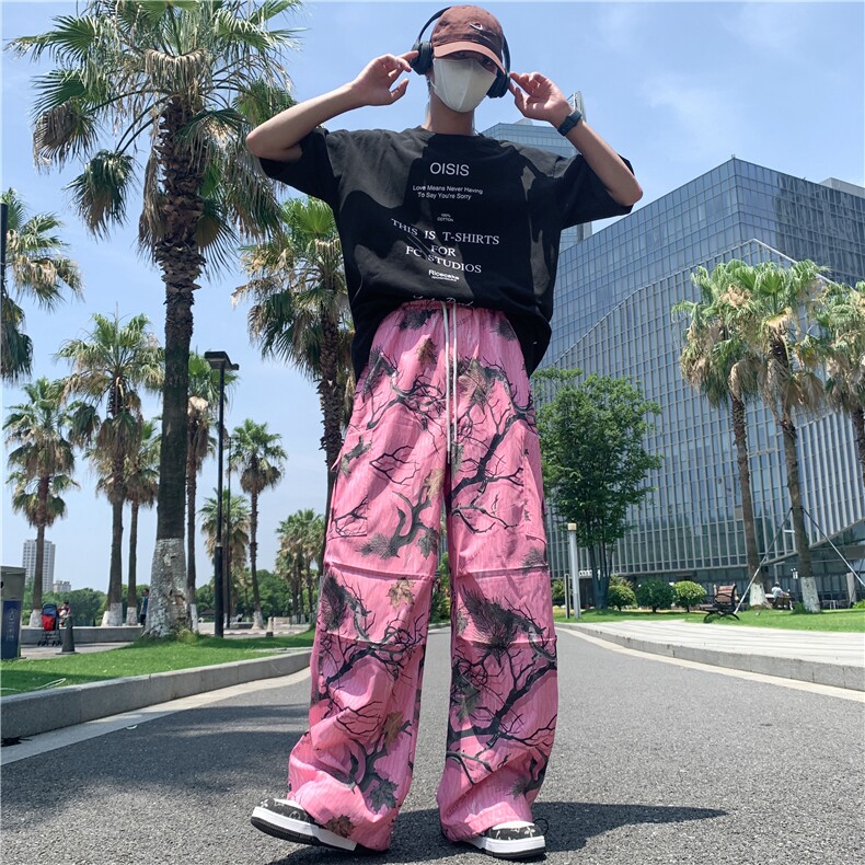 阔腿裤男韩版潮流印花高街帅气美式2023夏季新款ins长裤K4336-P34,男装休闲裤,星座412-3