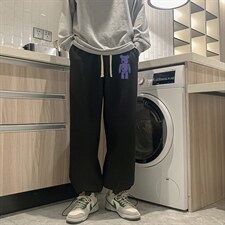 华夫格运动裤男大码抽绳休闲裤卫裤HK78242-P35加绒款P45，男装休闲裤，电商A040