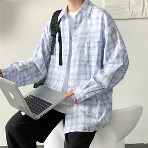衬衫男2025秋季潮牌简约情侣小格子外套休闲潮流男装衬衣CS703P45图片