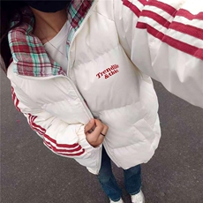 2025撞色格子三道杠棉衣女装面包服加厚保暖中性款棉服P65-1620，男装棉衣，星座207