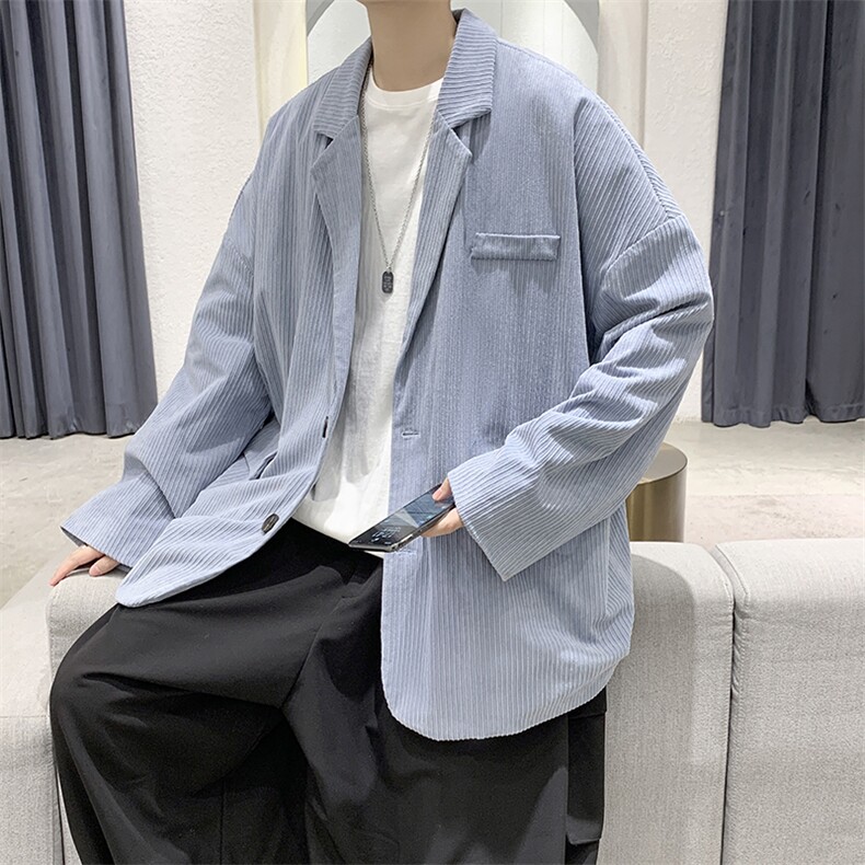 2025春装百搭灯芯绒潮流港风休闲西装外套小西服D201-DM86-P70,男装西服套装,电商D321-1