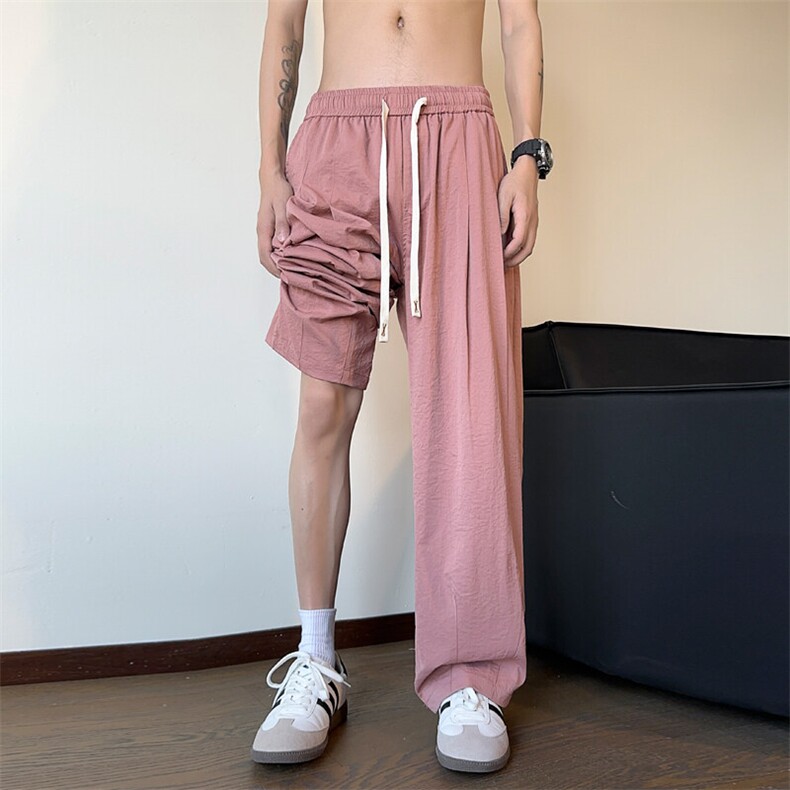 ！2026夏季新款男士宽松休闲裤百搭冰丝长裤WK2077特P35，男装休闲裤，电商B220