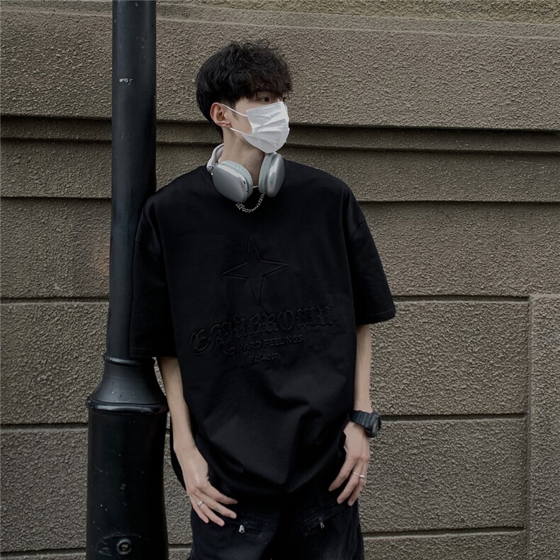 港风钢印多色大码短袖T恤男DT77781P28块特价控55：供抖音视频,男装T恤,星座227-7