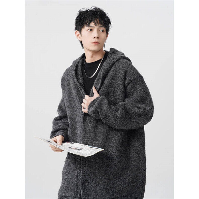 wassuphappy开衫毛衣外套男冬季潮牌慵懒风保暖针织衫休闲毛线衣,男装针织衫/毛衣,星座1008