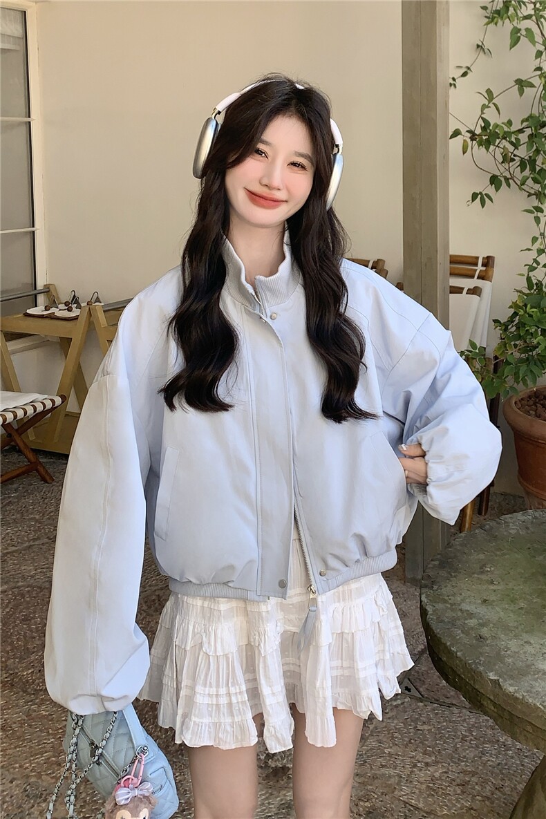 新品~韩版简约休闲风立领短外套28651-P149-K248,女装短外套,2B076
