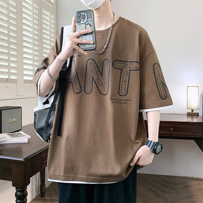 25153-特P40夏季休闲时尚短袖T恤男短袖青少年潮牌印花打底衫,男装T恤,电商D310B