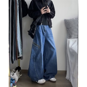 阔腿牛仔裤男士韩版潮流高街帅大口袋2024冬季ins长裤RK2373-P57图片