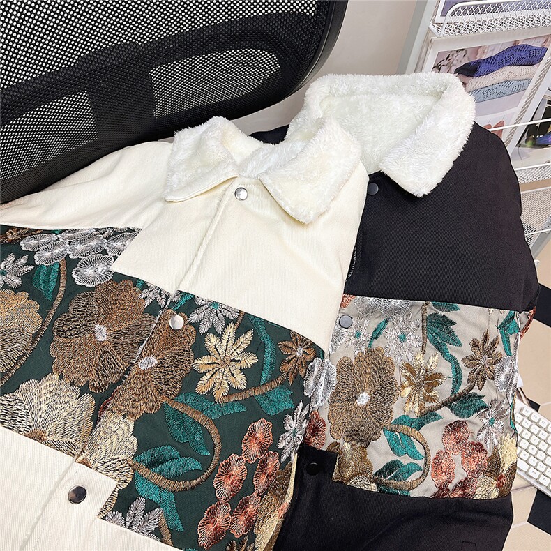 中性风加绒加厚宽松外套女潮拼接翻领夹克男7568加绒P110控149,男装夹克,星座226-1