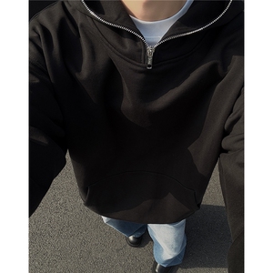 秋冬美式420克重磅忍者半拉链连帽卫衣宽松休闲卫衣外套D396 P78图片