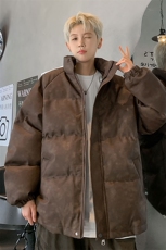 港风PU皮复古做旧设计钢印棉衣男MY77096P130控198抖控228，男装棉衣，星座226-1