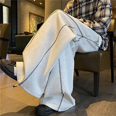 抖音品质秋季新款美式运动风宽松阔腿卫裤B315-K25605-特p40控78，男装休闲裤，电商B315