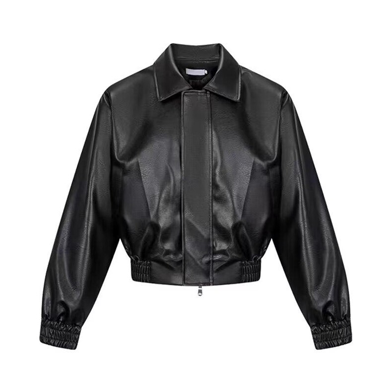 美式复古垫肩短款外套男潮牌飞行员痞帅高级感机车服翻领休闲夹克,男装夹克,星座506A