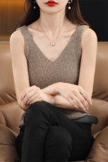 22春夏新款羊毛抽条女针织衫韩版内搭吊带无袖背心显瘦羊毛衫短袖，女装背心吊带，艾米娇羊绒