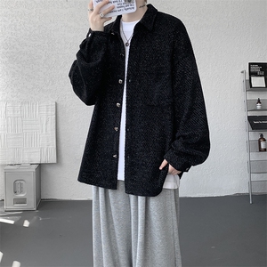 衬衫男秋季新款港风宽松大码小香风长袖衬衣CS7002-P42图片