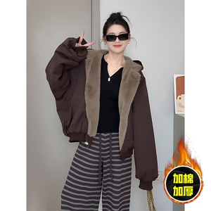 两面穿现货重磅短款座山雕棉衣男女双面穿毛毛绒棉服加厚外套图片