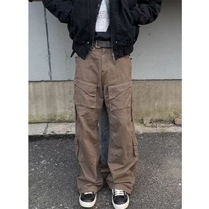 复古美拉德多口袋工装裤男女美式潮牌宽松休闲直筒裤子 NA8214图片