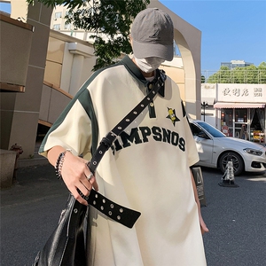 2025夏季美式刺绣拼接POLO衫大码 M~5XL XZ604-PL103-P55控68图片