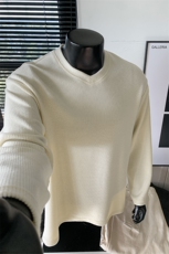 新款V领320g重磅抓毛纹理感打底衫大码长袖T恤男T24510-特P40控78，男装T恤，电商A001-1