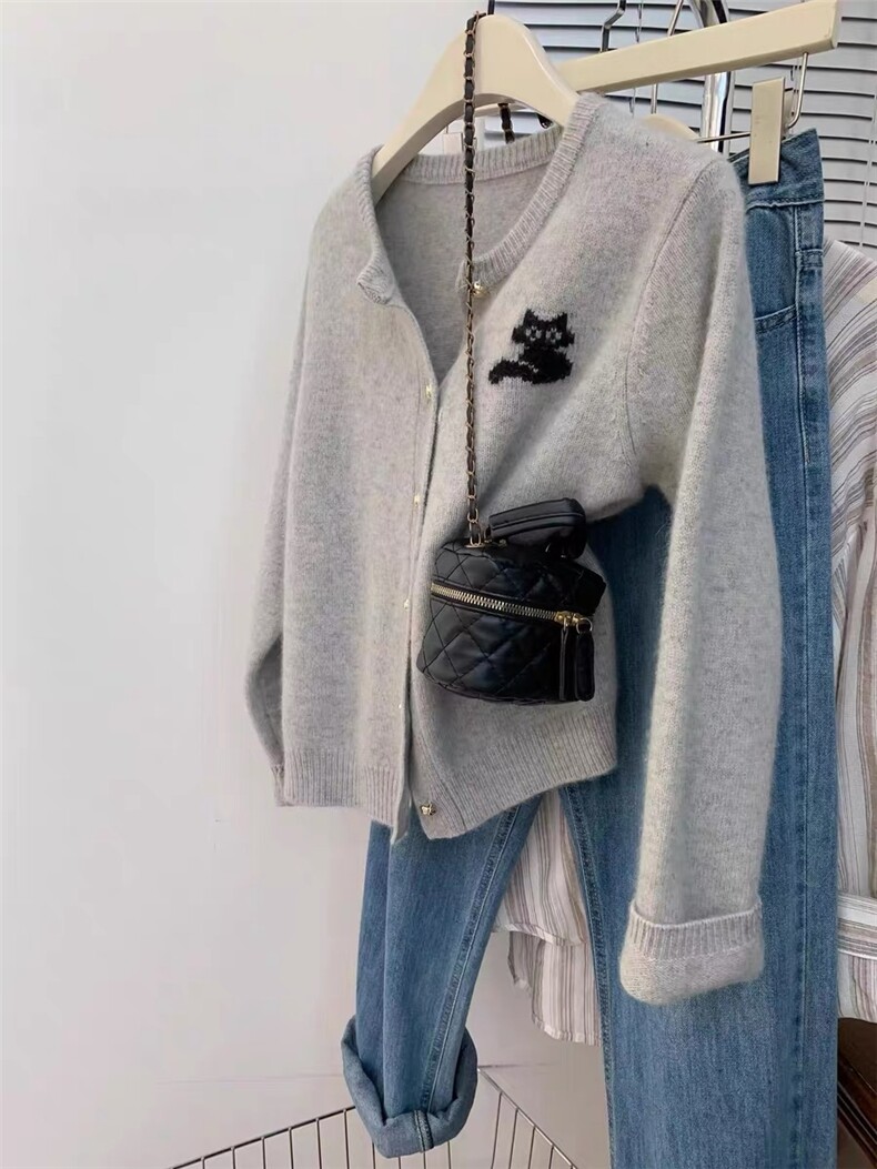 2025年秋季长袖针织开衫时尚百搭简约风,针织衫/毛衣,思途羊绒