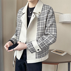 店主风~2025秋季小香风拼接机车服夹克外套K530/P125，男装夹克，电商B331