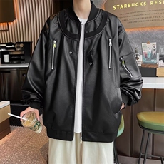 皮衣外套男秋季新款飞行员夹克青少年痞帅机能机车服男款J351，男装夹克，星座1116A-1（原606A）