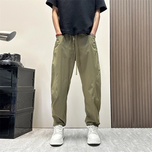 2025薄款速干工装弯刀裤男士2025新款宽松直筒阔腿休闲长裤子男款图片