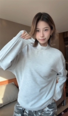 图半高领人字纹德绒设计感冬季打底衫男女长袖T恤P38，男装T恤，电商C306-1