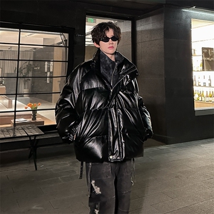 405A美式高街个性金属设计假两件pu皮棉服MY24925-P155控188