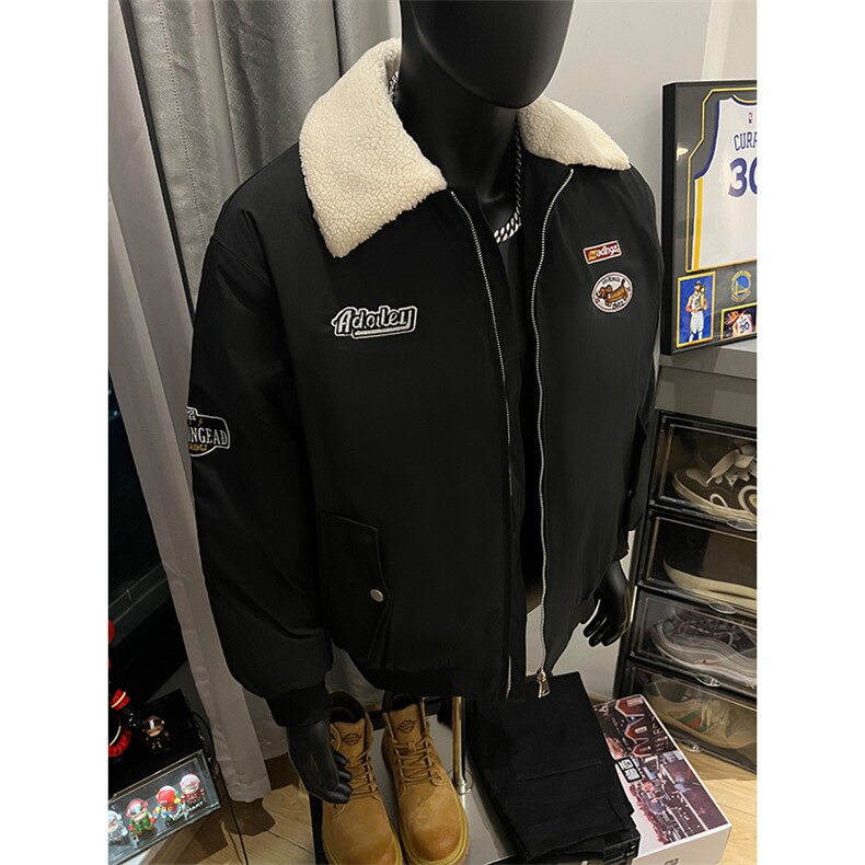 港风大码款宽松翻领加厚保暖棉服外套潮XZ213-MY9355-P148控168,男装棉衣,星座213