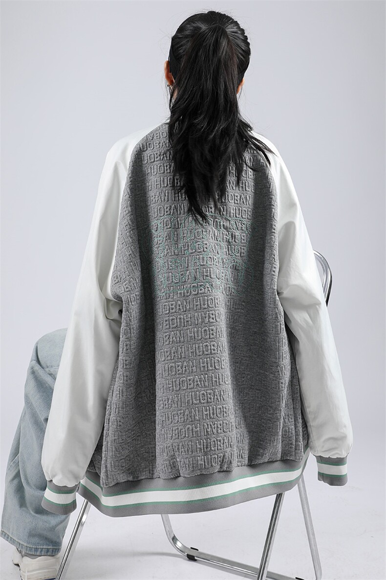 秋装新品潮韩版夹克棒球服男女中性风胸针刺绣宽松外套8013-P95,男装夹克,电商A441-1