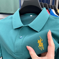 男士纯棉短袖T恤保罗polo衫2023夏季新款中年休闲男装翻领体恤衫，男装Polo衫，电商B212（原钱塘6029）