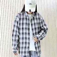 春季新款现货（跨境电商）格子男女情侣款潮流宽松格纹衬衣，男装衬衫，星座1107-1