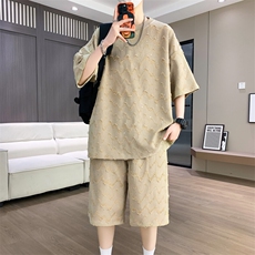 夏季港风套装男宽松满天星短袖T恤短裤休闲套装TZ6631-P55，男装休闲套装，星座310B-3