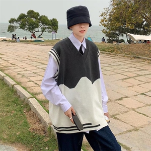 V领针织马甲男潮流百搭休闲B17P31图片