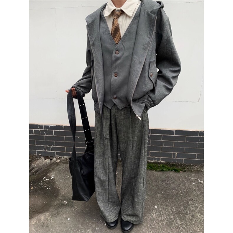 老钱风假两件V领马甲拼接短款外套西装夹克JK331特P95,男装背心/马甲,星座908-1