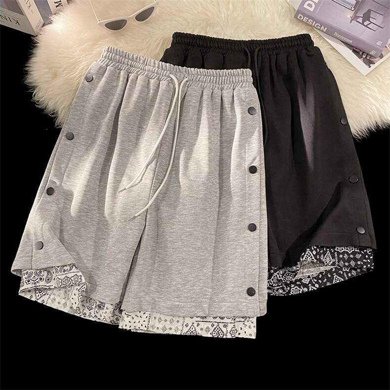 夏季假2件卫裤排扣五分休闲短裤7129-P45，男装休闲裤，电商B380（原B361）