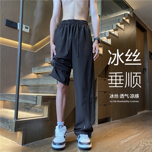 抖音品质夏季新款冰丝薄款垂感宽松休闲裤B315-K24154-特P35控68图片