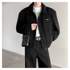 1506/Q6240/P60美式短款翻领夹克男春秋潮流休闲垫肩外套，男装夹克，星座1506