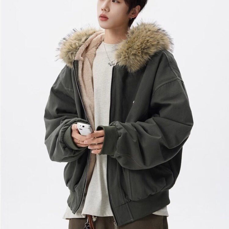 9929-加绒P932025美式复古座山雕派克棉服外套男女冬季毛领,男装棉衣,电商B323A