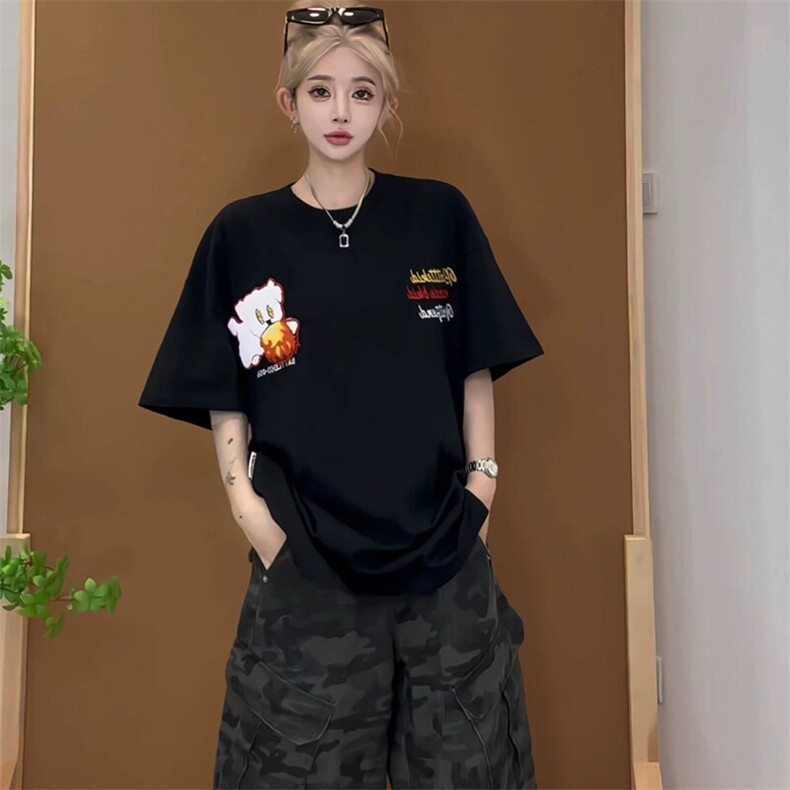 万针全刺绣工艺抖音得物高品质260克重磅纯棉双纱美式高街短袖T恤,男装T恤,电商A486-1