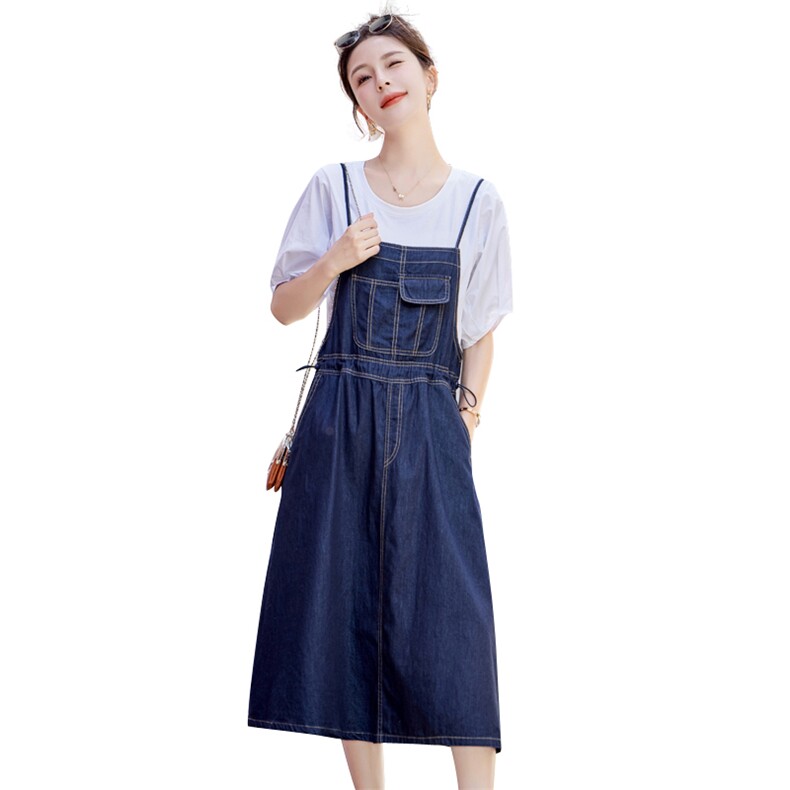 欧货休闲高级牛仔裙背带裤潮2024夏新款女减龄宽松显瘦吊带裙套装,女装套装/套裙,慧尚依恋