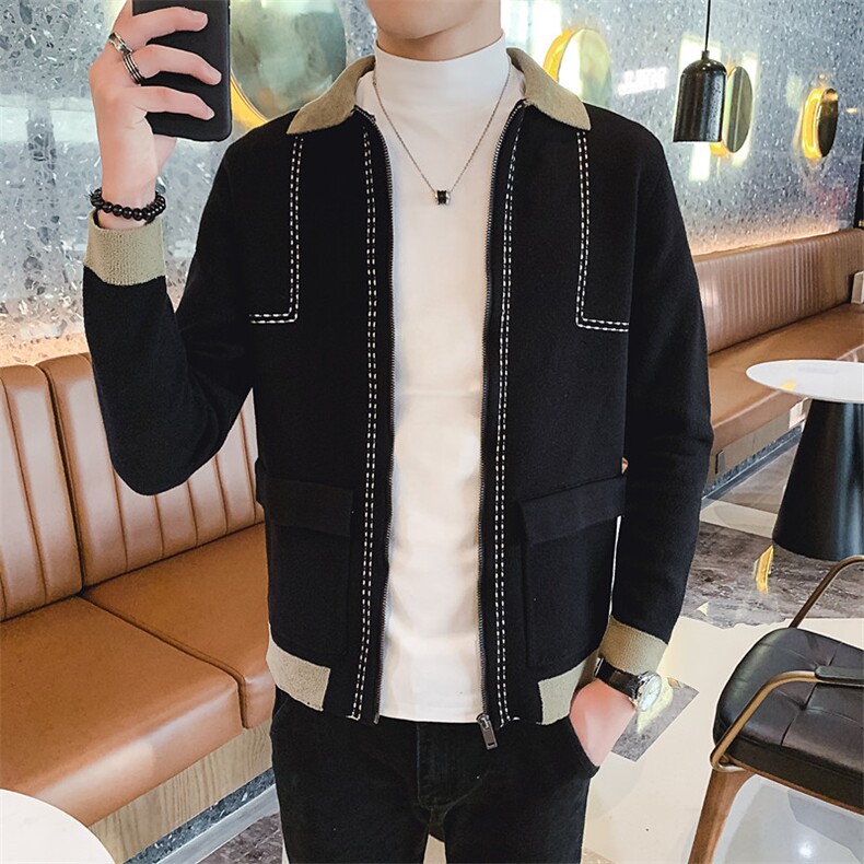 店主风精品秋冬百搭潮流长袖针织开衫休闲夹克毛衣外套 V1030-P95图片