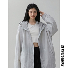 2025夏季新款纯色连帽宽松情侣防晒衣F169/P69，女装防晒衣，星座202-3