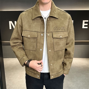 新款外套男鹿皮绒男装夹克时尚休闲百搭衣服C317-JK9519-P145图片