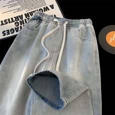 供抖音大牛仔裤男宽松阔腿裤416B-1-NH708-P55限78，男装牛仔裤，星座416B-1