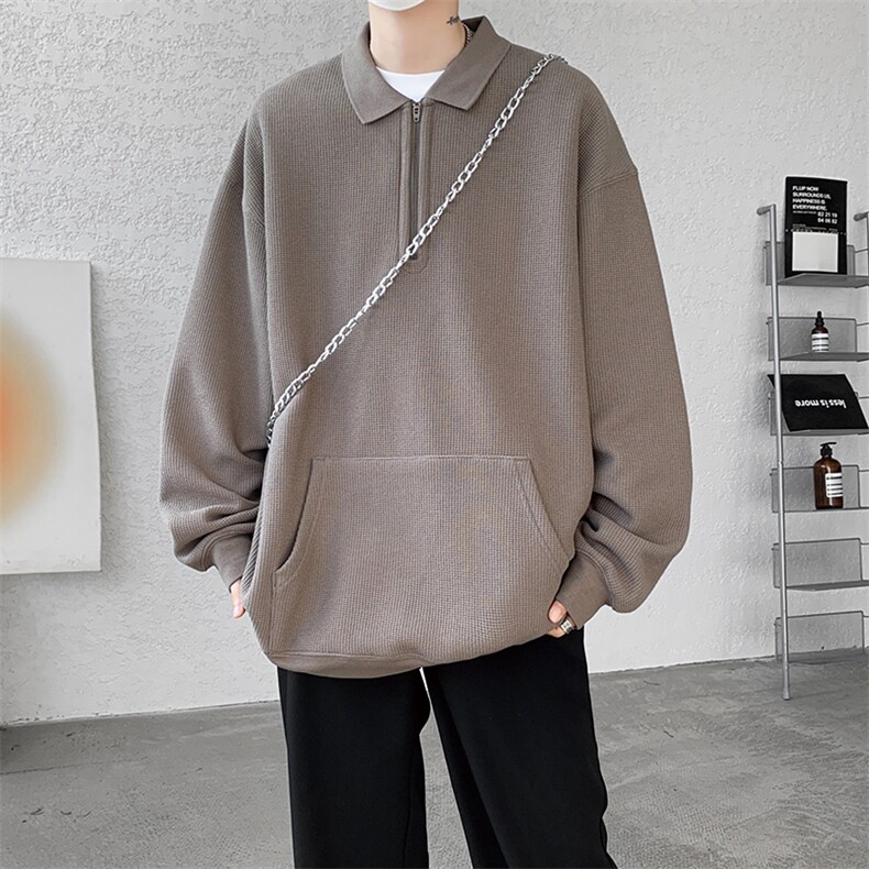 8XL-M半拉链翻领卫衣男秋冬加绒加厚大码长袖套头衫外套WY003P50,男装卫衣,电商B312