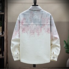 美式复古扎染牛仔夹克2026新款宽松休闲衬衫外套A436-2811-P70，男装夹克，电商A436