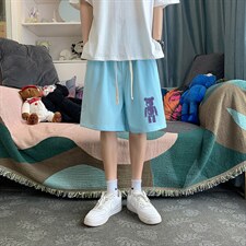 HD74242-P22华夫格短裤男大码宽松五分裤男直筒中裤，男装休闲裤，电商A040