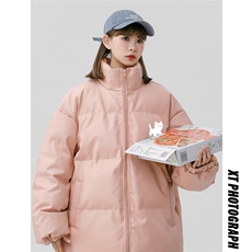 中性风23冬季时尚百搭宽松字母印花PU皮棉服外套MY6454P115控158，男装棉衣，电商A268