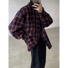 现货!25春夏复古百搭重磅编织毛边格子呢料夹克外套XXF18-P125，男装夹克，电商B288